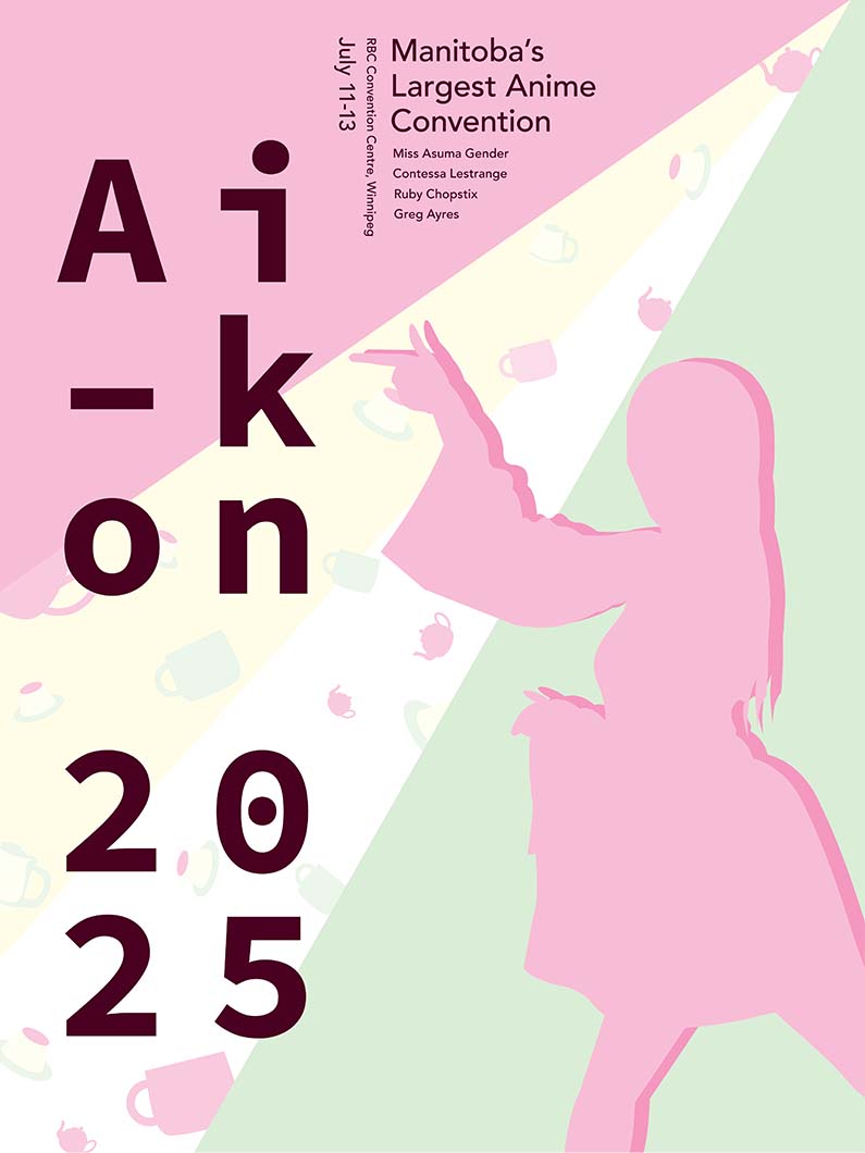 Pink Poster with a silhouette of a girl dancing. It's on a window.