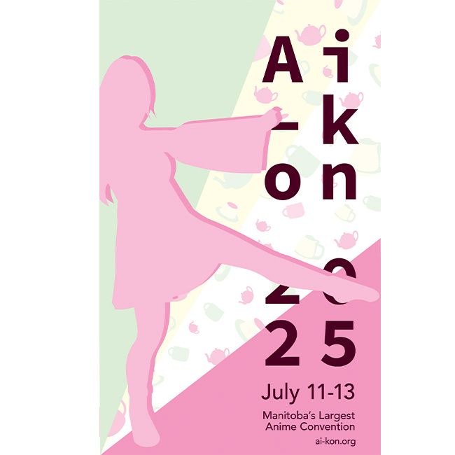 Pink Poster with a silhouette of a girl dancing.