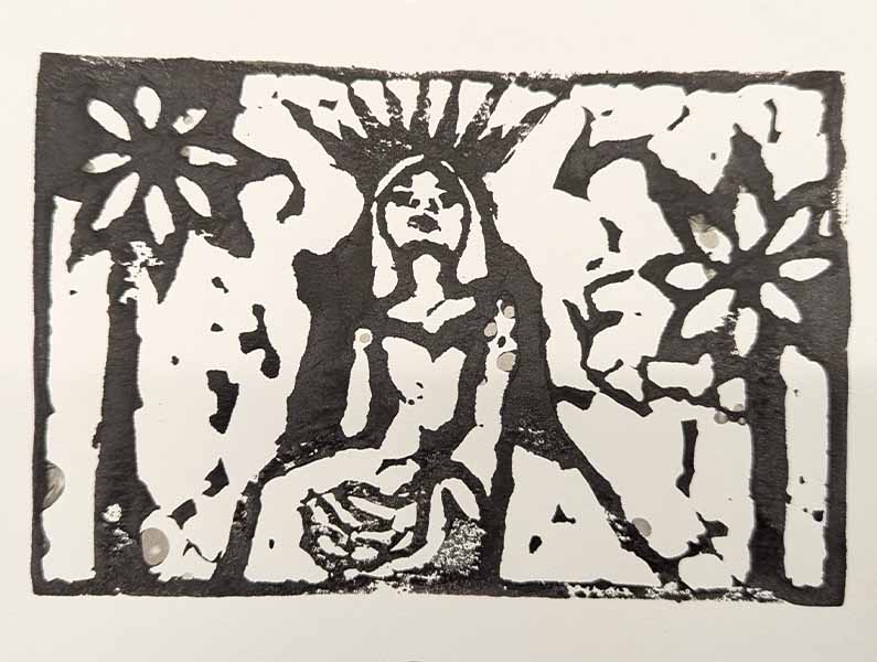 Stamp with a woman wearing a crown on it.