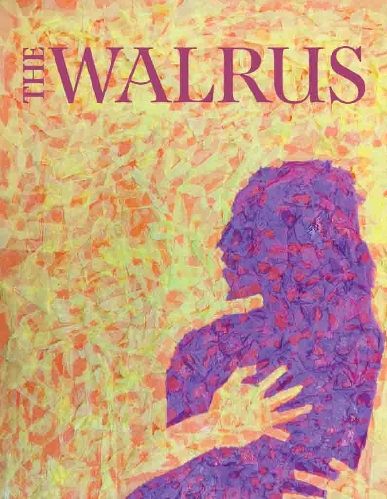 Magazine cover with a couple kissing.