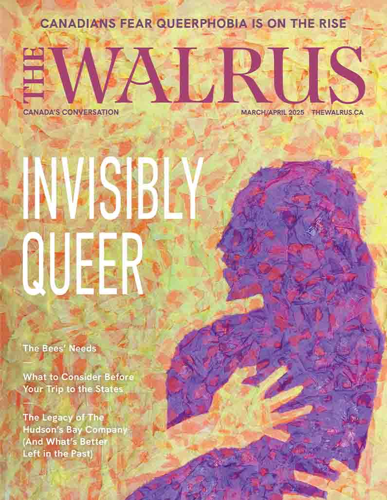Magazine cover with a couple kissing.